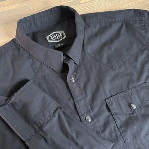 Gibson Men's XL Black Long Sleeve Pearl Snap Up Western Shirt Top‎